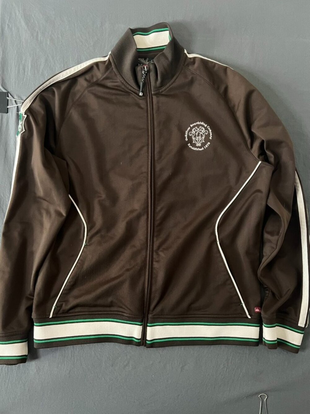 Vtg Y2K Quicksilver Zip Up Jacket Men’s Medium Brown Surfing Skateboarding